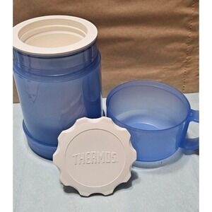 Vintage Thermos Blue Food Liquid Mug Container Camping Hot Cold HTF 16 oz Canada